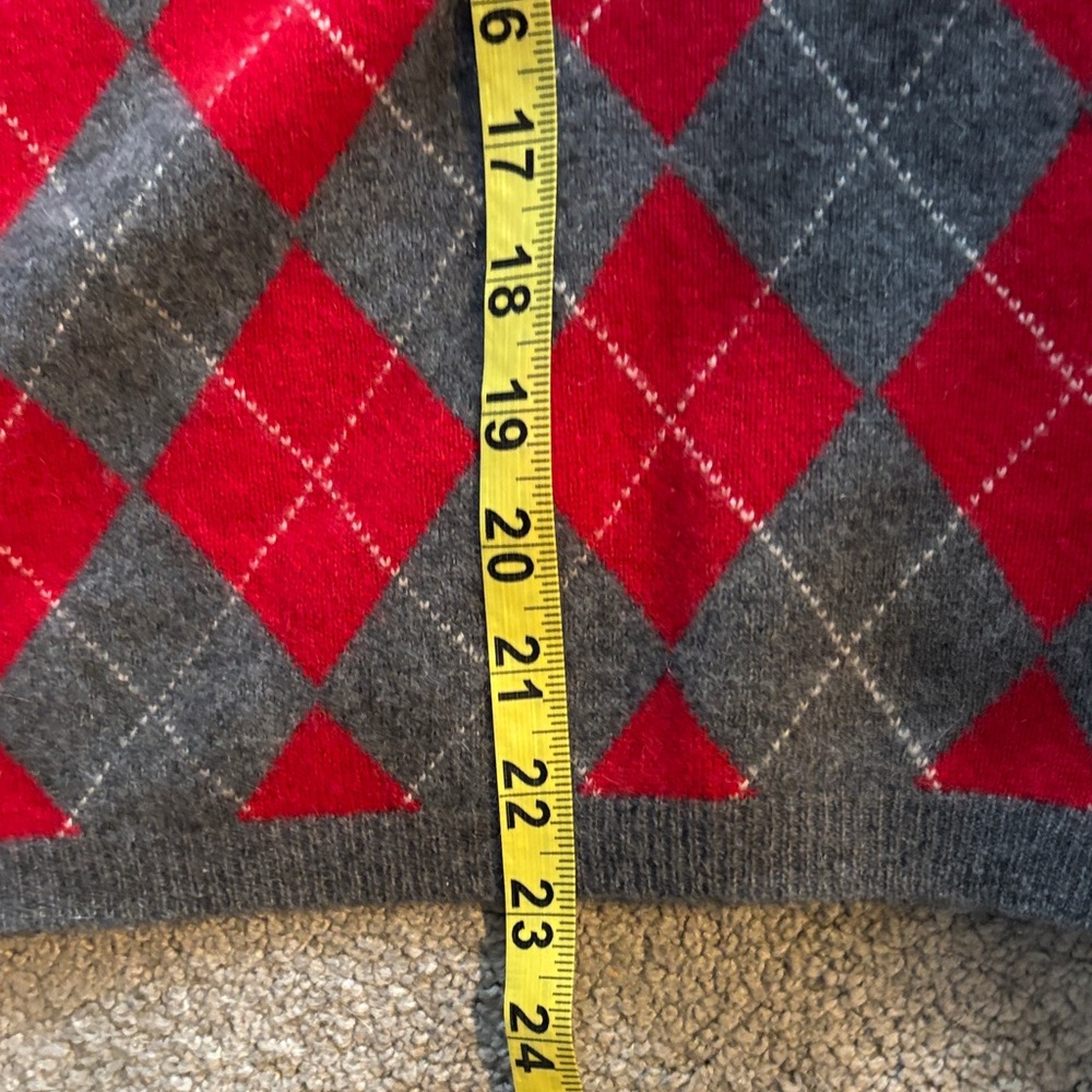 Apt. 9 100% Cashmere Charcoal & Red Argyle Turtleneck Long Sleeve Sweater. Sz L - Picture 8 of 8